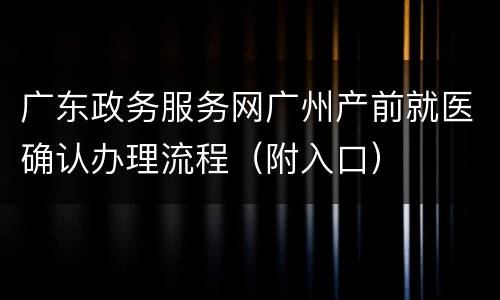 广东政务服务网广州产前就医确认办理流程（附入口）