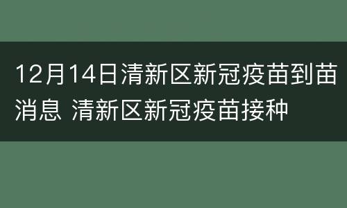 12月14日清新区新冠疫苗到苗消息 清新区新冠疫苗接种