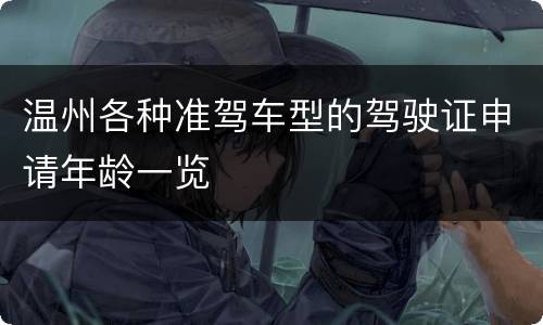 温州各种准驾车型的驾驶证申请年龄一览