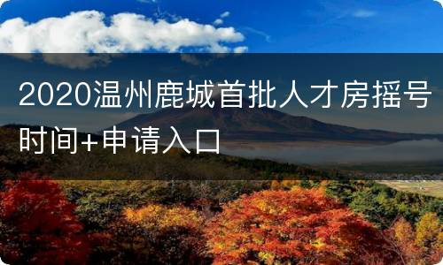 2020温州鹿城首批人才房摇号时间+申请入口
