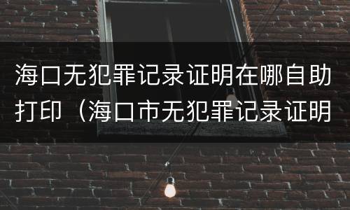 海口无犯罪记录证明在哪自助打印（海口市无犯罪记录证明网上申请）