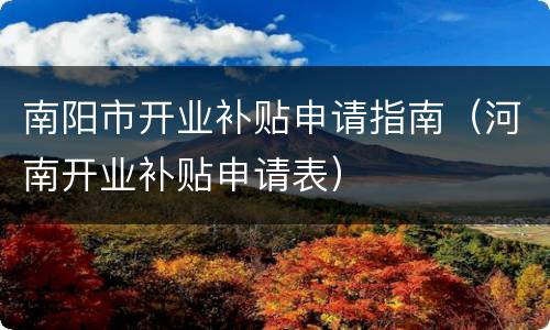 南阳市开业补贴申请指南（河南开业补贴申请表）