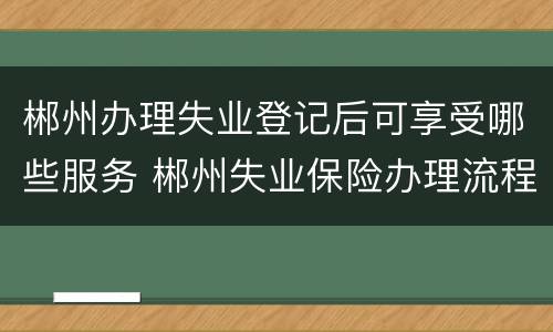 郴州办理失业登记后可享受哪些服务 郴州失业保险办理流程