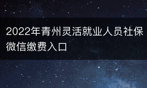 2022年青州灵活就业人员社保微信缴费入口