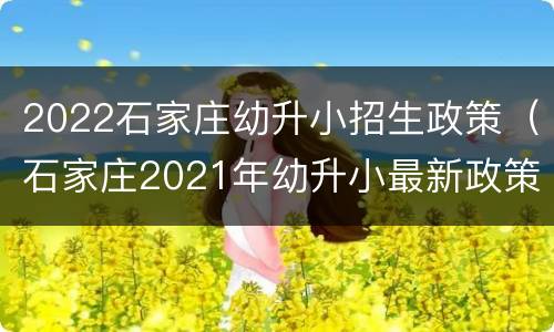 2022石家庄幼升小招生政策（石家庄2021年幼升小最新政策）