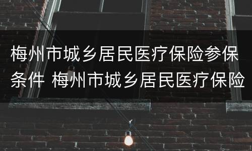 梅州市城乡居民医疗保险参保条件 梅州市城乡居民医疗保险参保条件要求