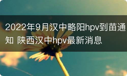 2022年9月汉中略阳hpv到苗通知 陕西汉中hpv最新消息