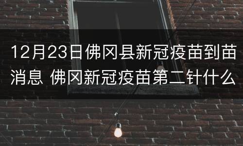 12月23日佛冈县新冠疫苗到苗消息 佛冈新冠疫苗第二针什么时候有号