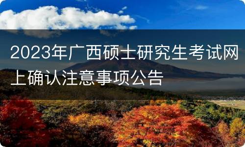 2023年广西硕士研究生考试网上确认注意事项公告