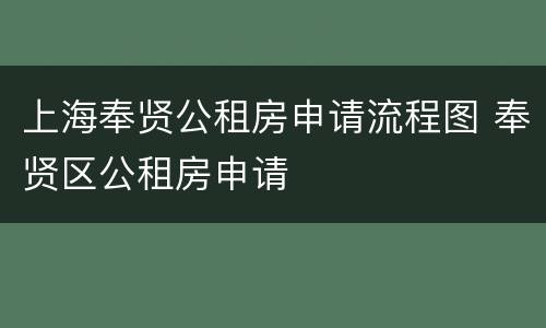 上海奉贤公租房申请流程图 奉贤区公租房申请