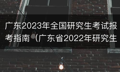 广东2023年全国研究生考试报考指南（广东省2022年研究生考试公告）