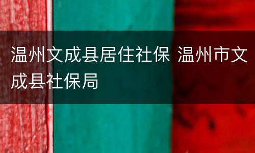 温州文成县居住社保 温州市文成县社保局