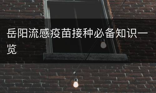 岳阳流感疫苗接种必备知识一览