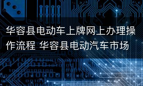 华容县电动车上牌网上办理操作流程 华容县电动汽车市场