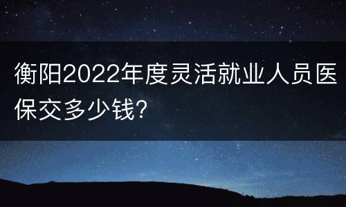 衡阳2022年度灵活就业人员医保交多少钱?