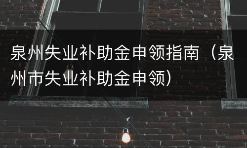 泉州失业补助金申领指南（泉州市失业补助金申领）