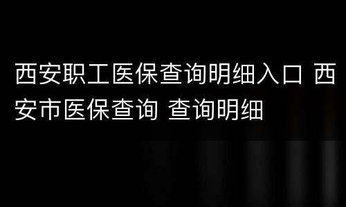 西安职工医保查询明细入口 西安市医保查询 查询明细