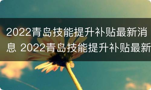 2022青岛技能提升补贴最新消息 2022青岛技能提升补贴最新消息公告