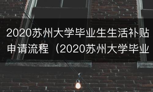 2020苏州大学毕业生生活补贴申请流程（2020苏州大学毕业生生活补贴申请流程视频）