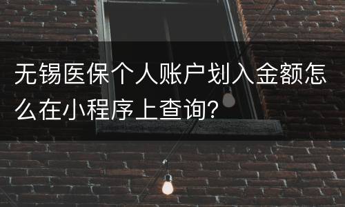 无锡医保个人账户划入金额怎么在小程序上查询？