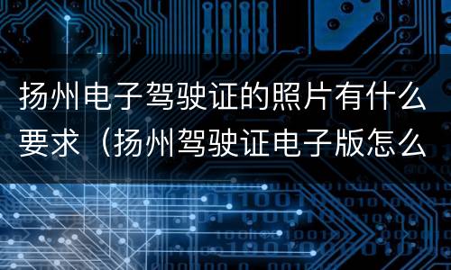 扬州电子驾驶证的照片有什么要求（扬州驾驶证电子版怎么弄）