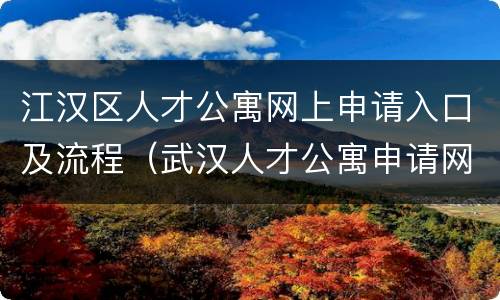 江汉区人才公寓网上申请入口及流程（武汉人才公寓申请网站）