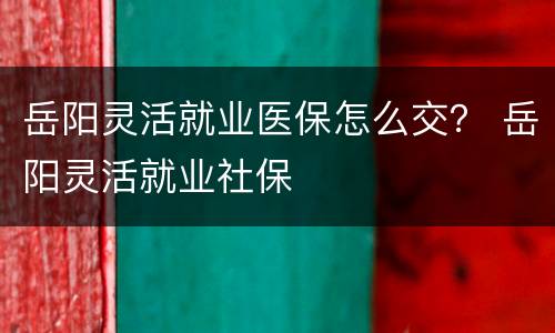 岳阳灵活就业医保怎么交？ 岳阳灵活就业社保