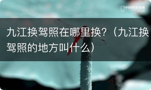 九江换驾照在哪里换?（九江换驾照的地方叫什么）