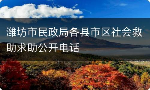 潍坊市民政局各县市区社会救助求助公开电话