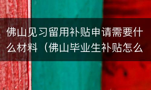 佛山见习留用补贴申请需要什么材料（佛山毕业生补贴怎么申请）