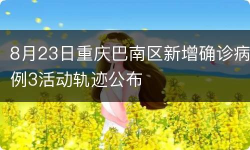 8月23日重庆巴南区新增确诊病例3活动轨迹公布