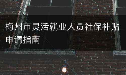 梅州市灵活就业人员社保补贴申请指南