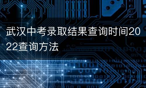 武汉中考录取结果查询时间2022查询方法