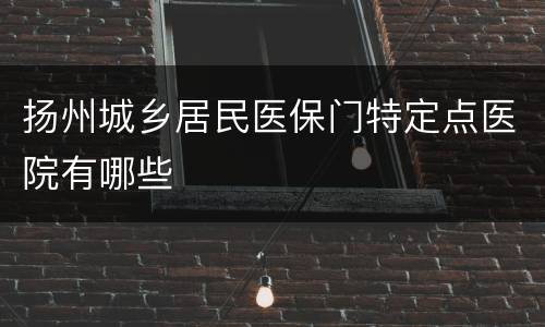 扬州城乡居民医保门特定点医院有哪些