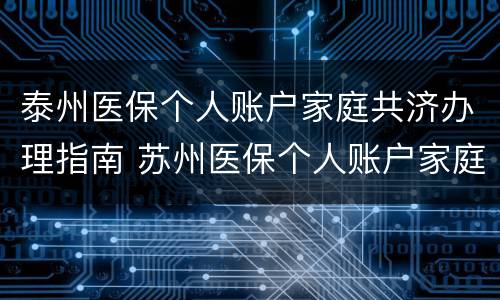泰州医保个人账户家庭共济办理指南 苏州医保个人账户家庭共济政策