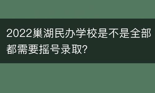 2022巢湖民办学校是不是全部都需要摇号录取？