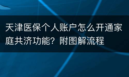 天津医保个人账户怎么开通家庭共济功能？附图解流程