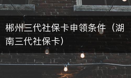 郴州三代社保卡申领条件（湖南三代社保卡）