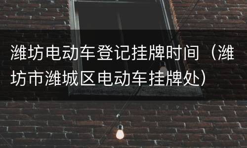 潍坊电动车登记挂牌时间（潍坊市潍城区电动车挂牌处）
