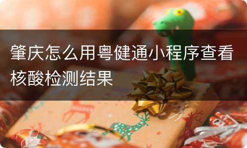 肇庆怎么用粤健通小程序查看核酸检测结果