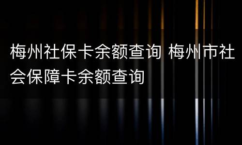 梅州社保卡余额查询 梅州市社会保障卡余额查询