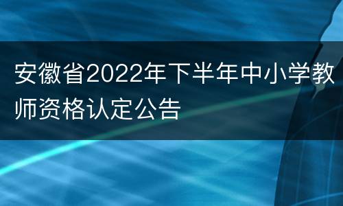 安徽省2022年下半年中小学教师资格认定公告