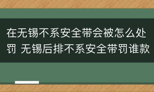 在无锡不系安全带会被怎么处罚 无锡后排不系安全带罚谁款多少