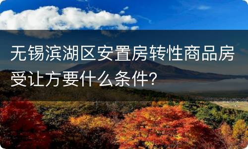 无锡滨湖区安置房转性商品房受让方要什么条件？