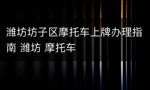 潍坊坊子区摩托车上牌办理指南 潍坊 摩托车