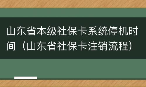 山东省本级社保卡系统停机时间（山东省社保卡注销流程）