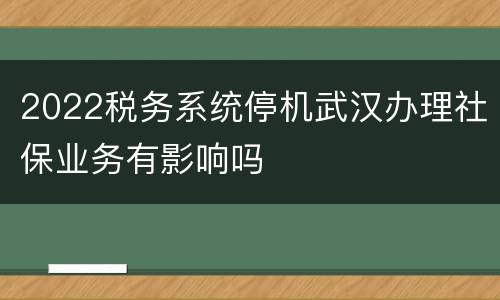 2022税务系统停机武汉办理社保业务有影响吗