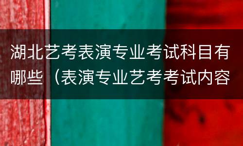 湖北艺考表演专业考试科目有哪些（表演专业艺考考试内容）