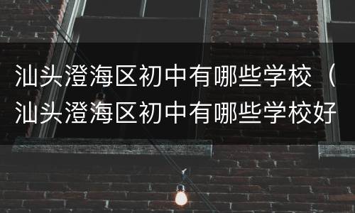 汕头澄海区初中有哪些学校（汕头澄海区初中有哪些学校好）