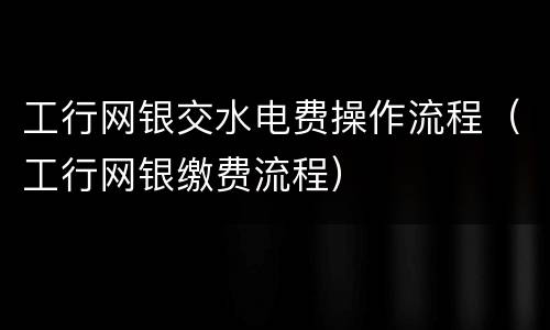 工行网银交水电费操作流程（工行网银缴费流程）